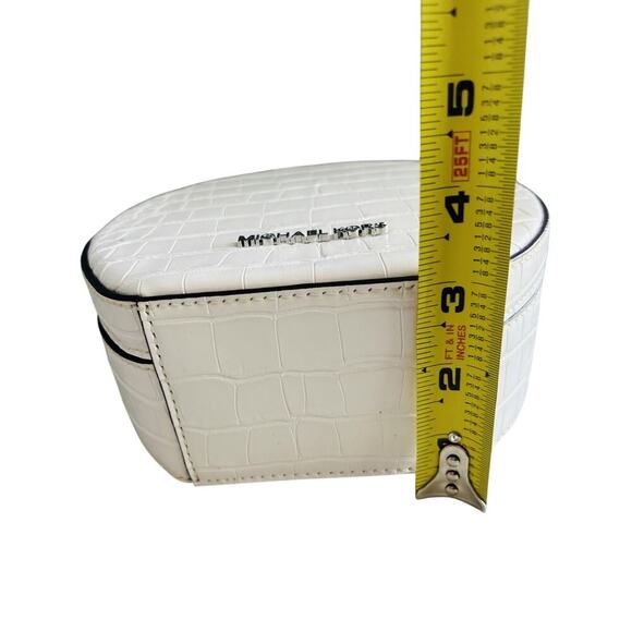 Michael Kors White Crossbody Serena Croc Embossed Small Circle Wedding Handbag - Picture 11 of 16
